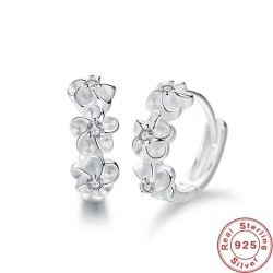 Kleine ronde oorbellen - bloemen / zirkonia - 925 sterling zilverOorbellen