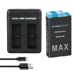 1600mAh Li-ion batterij - oplaadbaar - met oplader - voor GoPro Hero MaxBatterijen & Opladers