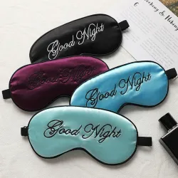 Slapen oogmasker - blinddoek - "Good Night" print - zijdeSlaapmaskers