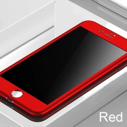 Luxury 360 Full Cover - mit Displayschutz aus gehärtetem Glas - für iPhone - rot