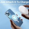 Magsafe draadloos opladen - transparant magnetisch hoesje - magnetische leren kaarthouder - voor iPhone - donkerblauwBescherming