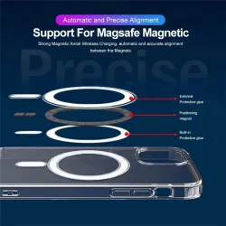 Magsafe draadloos opladen - transparant magnetisch hoesje - magnetische leren kaarthouder - voor iPhone - rozeBescherming