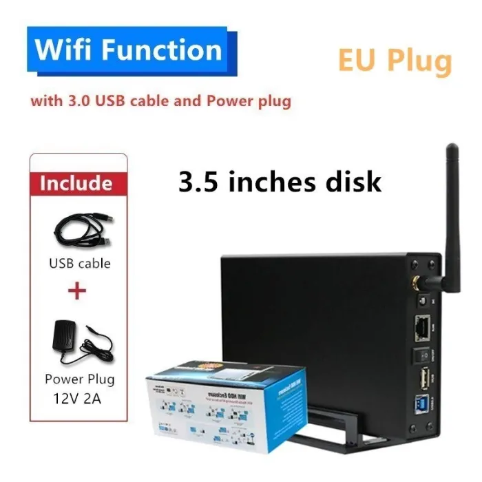 Aluminium externe behuizing - Nas WiFi-router - repeater - 300 mbps - HDD3.5 Sata naar USB 3.0-behuizingHDD behuizing