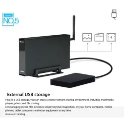 Aluminium externe behuizing - Nas WiFi-router - repeater - 300 mbps - HDD3.5 Sata naar USB 3.0-behuizingHDD behuizing