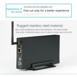 Aluminium externe behuizing - Nas WiFi-router - repeater - 300 mbps - HDD3.5 Sata naar USB 3.0-behuizingHDD behuizing