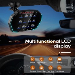 Multifunktionales OBD2 GPS HUD - Head-Up - 4 Zoll LCD Display - Tachometer - Wasser-/Öltemperatur