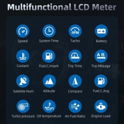 Multifunktionales OBD2 GPS HUD - Head-Up - 4 Zoll LCD Display - Tachometer - Wasser-/Öltemperatur