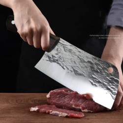 Koolstofstalen keukenmes - slager / keukenkoksmes - gesmolten designStaal