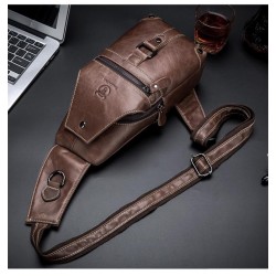 Umhängetasche aus echtem Leder für Herren - Brusttasche - kleiner Rucksack