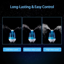 Ultraschall-Luftbefeuchter – Diffusor für ätherische Öle – Doppelnebelzerstäuber – mit LED – 4 L