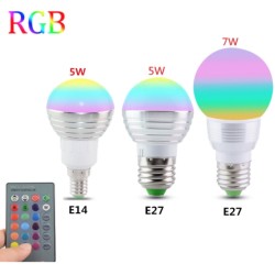 LED RGB magische lamp - 16 wisselende kleuren - met IR afstandsbediening - E27 - 5W - 7WE27