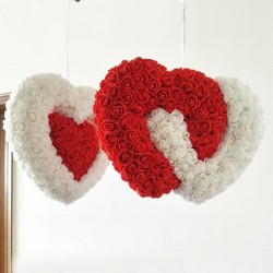 White & red rose heart - made of infinity roses - 30cmWedding