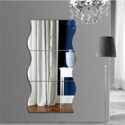 Waves shape spiegel - muursticker - zelfklevende tegels - 6 stuksMuurstickers