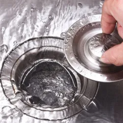 Kitchen sink drain strainer - anti-clogging filter - with handle - stainless steelSink strainers