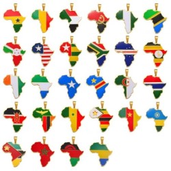 Halskette mit Anhänger aus afrikanischen Ländern - Gold - 60 cm