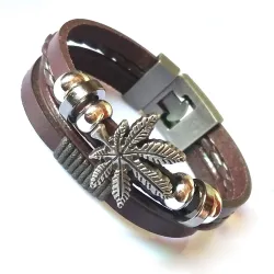 Meerlaagse leren armband - kralen - schorpioen - schedel - metalen gespArmbanden