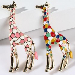 Emaille giraf - broche - kleurrijk - goudBroches