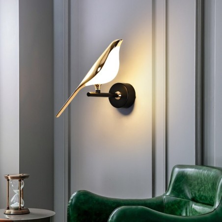 Kreative LED-Wandleuchte - vergoldeter Vogel - Touch-Dimmung - Fernbedienung