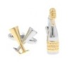 Silver-gold cufflinks - champagne bottle / champagne glassesCufflinks