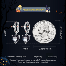 Round silver earrings - cross - black crystal dangle heart - 925 sterling silverEarrings