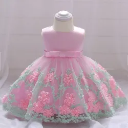 Elegante meisjesjurk - bloemenchiffon - rits - strikKleding