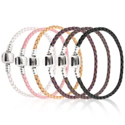 Leren armband - met metalen bedelkraal - magnetische gespArmbanden