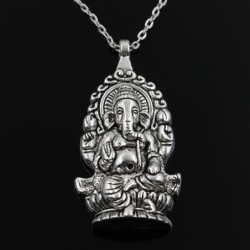 Ganesha Buddha Elefant Anhänger - Silberkette