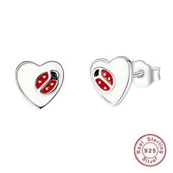Heart / ladybug earrings - 925 sterling silverOorbellen