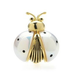 White / gold ladybug broochBroches