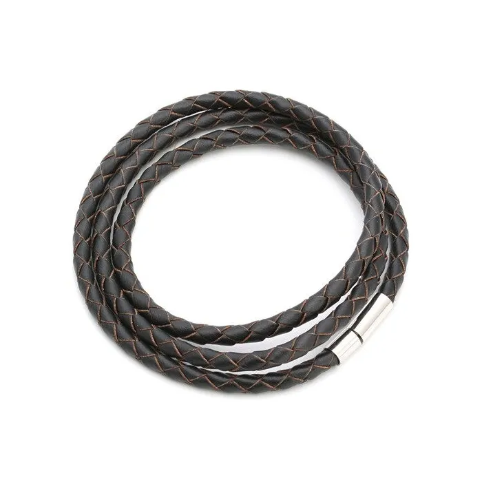 Genuine braided leather - bracelet with magnetic claspsBracelets