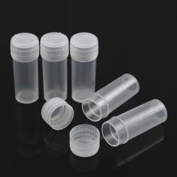 Kunststof monsterflesjes - mini doorzichtige pillen/capsules - met deksel - 5 ml - 50 stuksCentrifugebuizen