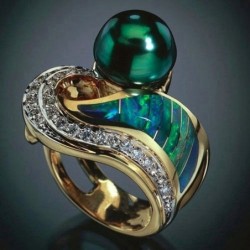 Exclusieve vintage ring - groene steen - kristallenRingen