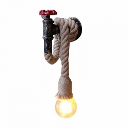 Industriële pijp - vintage wandlamp met henneptouwWandlampen