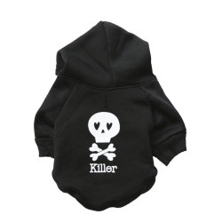 Warme hoodie - voor honden / katten - doodskop bedrukt - KILLER-lettersKatten