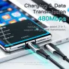 Essager - USB type C naar USB C kabel - PD snelladen - met digitaal display - 100W / 5AKabels