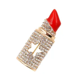 Kristal rode lippenstift - brocheBroches