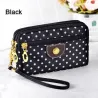 Kleine clutch - drievoudige ritssluiting - polsbandje - stippenpatroonTassen