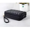 Kleine clutch - drievoudige ritssluiting - polsbandje - stippenpatroonTassen