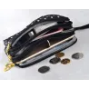 Kleine clutch - drievoudige ritssluiting - polsbandje - stippenpatroonTassen