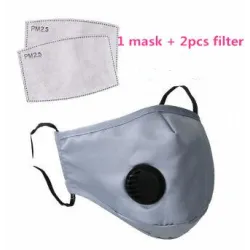 Beschermend gezichts-/mondmasker - PM25 actief koolfilter - luchtventiel - herbruikbaarMondmaskers