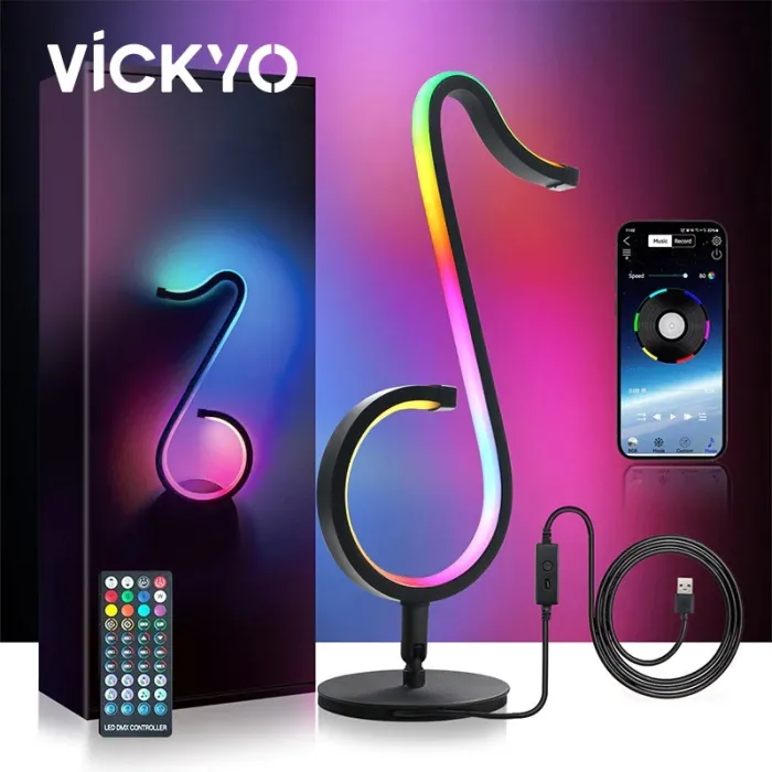 LED-nachtlampje - Bluetooth - app-bediening - 180° draaibaar - RGB - muzieknootvormVerlichting