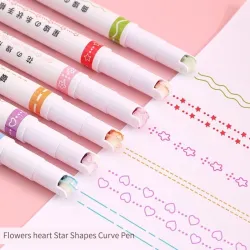 Artistieke pen - gebogen lijnen marker - rollerpen met patronen - 6 stuksPennen & Potloden