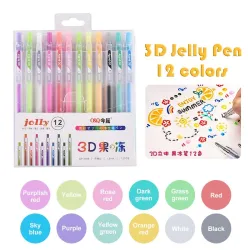 3D jelly pen - meerkleurig - schilderij / graffiti / keramiek / metaal / glas - 12 stuksPennen & Potloden