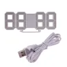 Modern 3D digital wall clock - LED - USB - with alarm functionClocks
