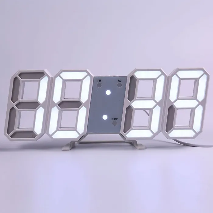 Moderne 3D digitale wandklok - LED - USB - met alarmfunctieKlokken