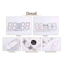 Modern 3D digital wall clock - LED - USB - with alarm functionClocks