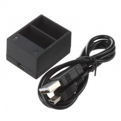 Batterijlader - dubbel slot - met USB-kabel - voor GoPro 5/6/7Batterijen & Opladers