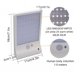 Wandlamp op zonne-energie - waterdichte lamp - bewegingssensor - 48 LEDStraatverlichting