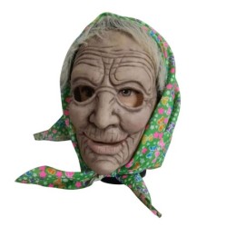 Halloween-volgelaatsmasker - enge oma met een kapMaskers
