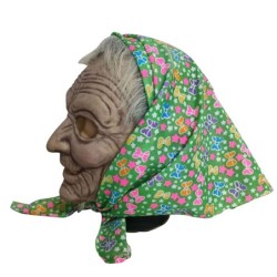 Halloween Vollgesichtsmaske - Gruselige Oma mit Kapuze